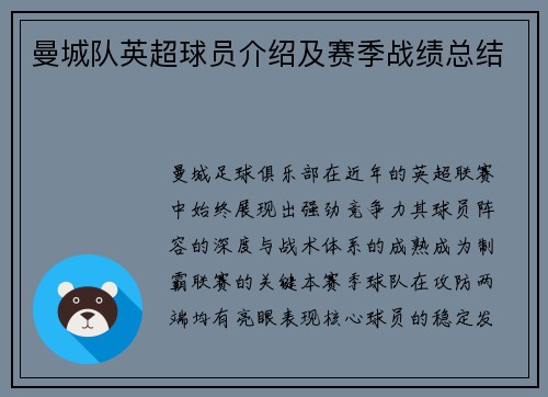 曼城队英超球员介绍及赛季战绩总结